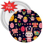 Bunny - Easter Pattern 3  Buttons (10 pack) 