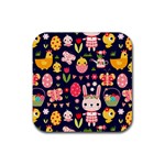 Bunny - Easter Pattern Rubber Coaster (Square)