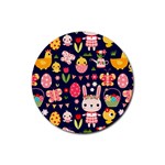 Bunny - Easter Pattern Rubber Coaster (Round)