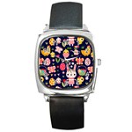 Bunny - Easter Pattern Square Metal Watch