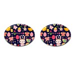 Bunny - Easter Pattern Cufflinks (Oval)