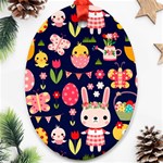 Bunny - Easter Pattern Oval Ornament (Two Sides)