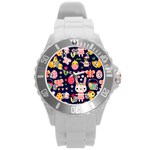 Bunny - Easter Pattern Round Plastic Sport Watch (L)