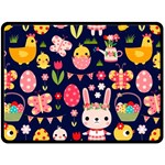 Bunny - Easter Pattern Two Sides Fleece Blanket (Large)