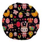 Bunny - Easter Pattern Large 18  Premium Flano Round Cushions