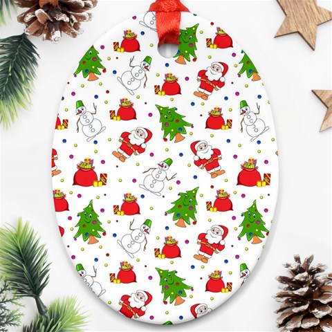 Christmas Pattern, Pattern, Christmas Ornament (Oval) from ArtsNow.com Front