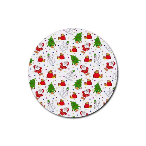 Christmas Pattern, Pattern, Christmas Rubber Coaster (Round) from ArtsNow.com Front