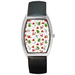 Christmas Pattern, Pattern, Christmas Barrel Style Metal Watch