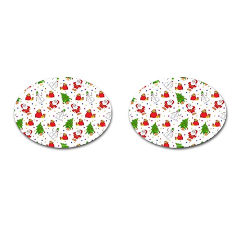 Christmas Pattern, Pattern, Christmas Cufflinks (Oval) from ArtsNow.com Front(Pair)