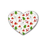 Christmas Pattern, Pattern, Christmas Rubber Coaster (Heart)