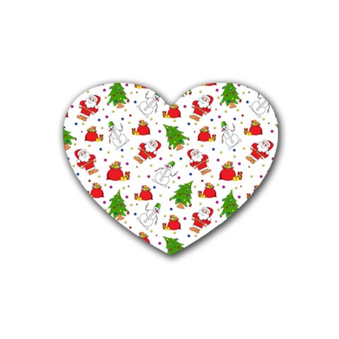 Christmas Pattern, Pattern, Christmas Rubber Heart Coaster (4 pack) from ArtsNow.com Front