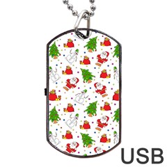 Christmas Pattern, Pattern, Christmas Dog Tag USB Flash (Two Sides) from ArtsNow.com Front