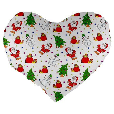 Christmas Pattern, Pattern, Christmas Large 19  Premium Flano Heart Shape Cushions from ArtsNow.com Back