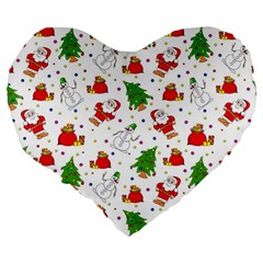 Christmas Pattern, Pattern, Christmas Large 19  Premium Flano Heart Shape Cushions from ArtsNow.com Back