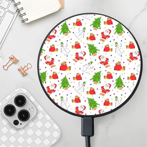 Christmas Pattern, Pattern, Christmas Wireless Fast Charger(Black) from ArtsNow.com Front