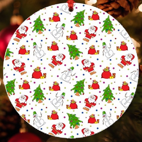 Christmas Pattern, Pattern, Christmas UV Print Acrylic Ornament Round from ArtsNow.com Front