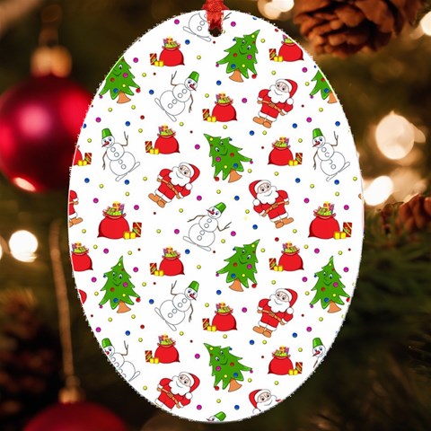 Christmas Pattern, Pattern, Christmas UV Print Acrylic Ornament Oval from ArtsNow.com Front