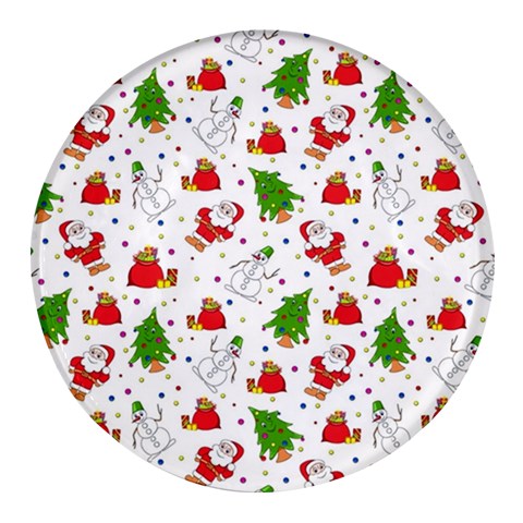 Christmas Pattern, Pattern, Christmas Round Glass Fridge Magnet (4 pack) from ArtsNow.com Front