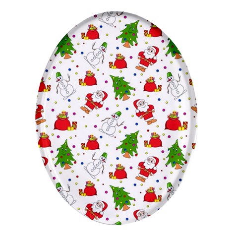 Christmas Pattern, Pattern, Christmas Oval Glass Fridge Magnet (4 pack) from ArtsNow.com Front