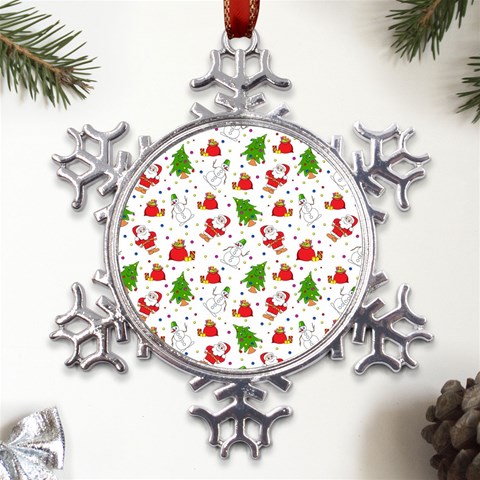 Christmas Pattern, Pattern, Christmas Metal Large Snowflake Ornament from ArtsNow.com Front