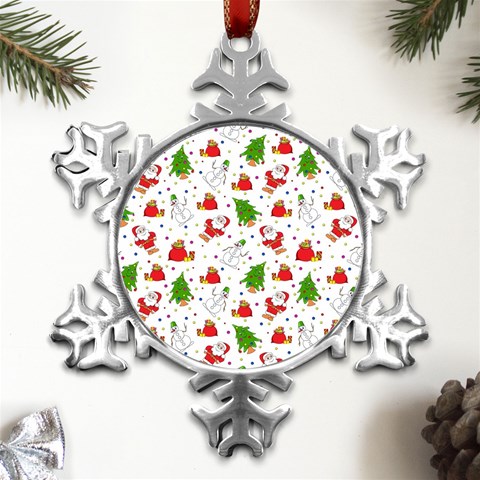 Christmas Pattern, Pattern, Christmas Metal Small Snowflake Ornament from ArtsNow.com Front