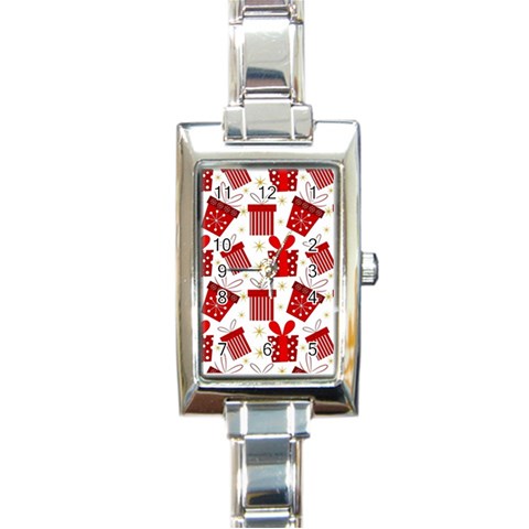 Christmas Texture, Pattern, Red, Craciun, Christmas, Bow, Gift Rectangle Italian Charm Watch from ArtsNow.com Front