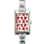 Christmas Texture, Pattern, Red, Craciun, Christmas, Bow, Gift Rectangle Italian Charm Watch