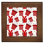 Christmas Texture, Pattern, Red, Craciun, Christmas, Bow, Gift Framed Tile