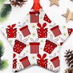 Christmas Texture, Pattern, Red, Craciun, Christmas, Bow, Gift Ornament (Star)