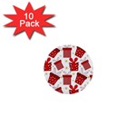 Christmas Texture, Pattern, Red, Craciun, Christmas, Bow, Gift 1  Mini Buttons (10 pack) 