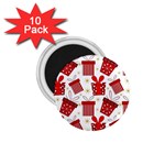 Christmas Texture, Pattern, Red, Craciun, Christmas, Bow, Gift 1.75  Magnets (10 pack) 