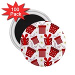 Christmas Texture, Pattern, Red, Craciun, Christmas, Bow, Gift 2.25  Magnets (100 pack) 