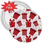 Christmas Texture, Pattern, Red, Craciun, Christmas, Bow, Gift 3  Buttons (10 pack) 