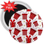 Christmas Texture, Pattern, Red, Craciun, Christmas, Bow, Gift 3  Magnets (10 pack) 