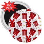 Christmas Texture, Pattern, Red, Craciun, Christmas, Bow, Gift 3  Magnets (100 pack)