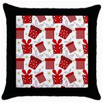 Christmas Texture, Pattern, Red, Craciun, Christmas, Bow, Gift Throw Pillow Case (Black)