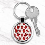 Christmas Texture, Pattern, Red, Craciun, Christmas, Bow, Gift Key Chain (Round)