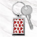 Christmas Texture, Pattern, Red, Craciun, Christmas, Bow, Gift Key Chain (Rectangle)