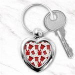 Christmas Texture, Pattern, Red, Craciun, Christmas, Bow, Gift Key Chain (Heart)