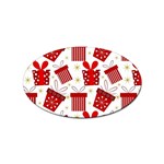 Christmas Texture, Pattern, Red, Craciun, Christmas, Bow, Gift Sticker (Oval)