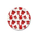 Christmas Texture, Pattern, Red, Craciun, Christmas, Bow, Gift Magnet 3  (Round)