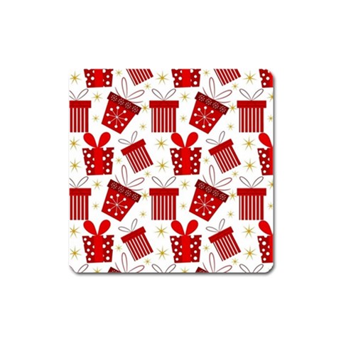 Christmas Texture, Pattern, Red, Craciun, Christmas, Bow, Gift Square Magnet from ArtsNow.com Front