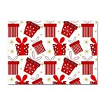 Christmas Texture, Pattern, Red, Craciun, Christmas, Bow, Gift Sticker A4 (10 pack)