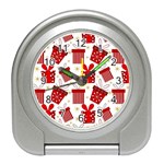 Christmas Texture, Pattern, Red, Craciun, Christmas, Bow, Gift Travel Alarm Clock