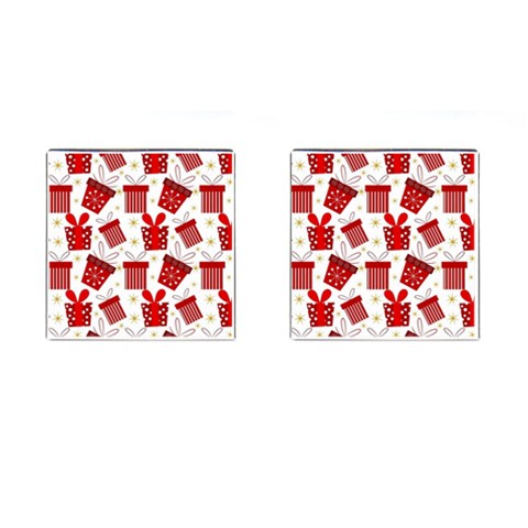 Christmas Texture, Pattern, Red, Craciun, Christmas, Bow, Gift Cufflinks (Square) from ArtsNow.com Front(Pair)