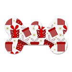 Christmas Texture, Pattern, Red, Craciun, Christmas, Bow, Gift Dog Tag Bone (One Side)