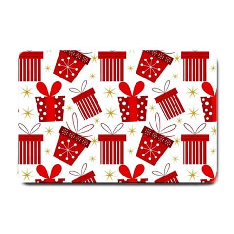 Christmas Texture, Pattern, Red, Craciun, Christmas, Bow, Gift Small Doormat from ArtsNow.com 24 x16  Door Mat