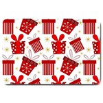 Christmas Texture, Pattern, Red, Craciun, Christmas, Bow, Gift Large Doormat