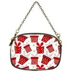 Christmas Texture, Pattern, Red, Craciun, Christmas, Bow, Gift Chain Purse (One Side)