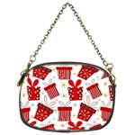 Christmas Texture, Pattern, Red, Craciun, Christmas, Bow, Gift Chain Purse (Two Sides)